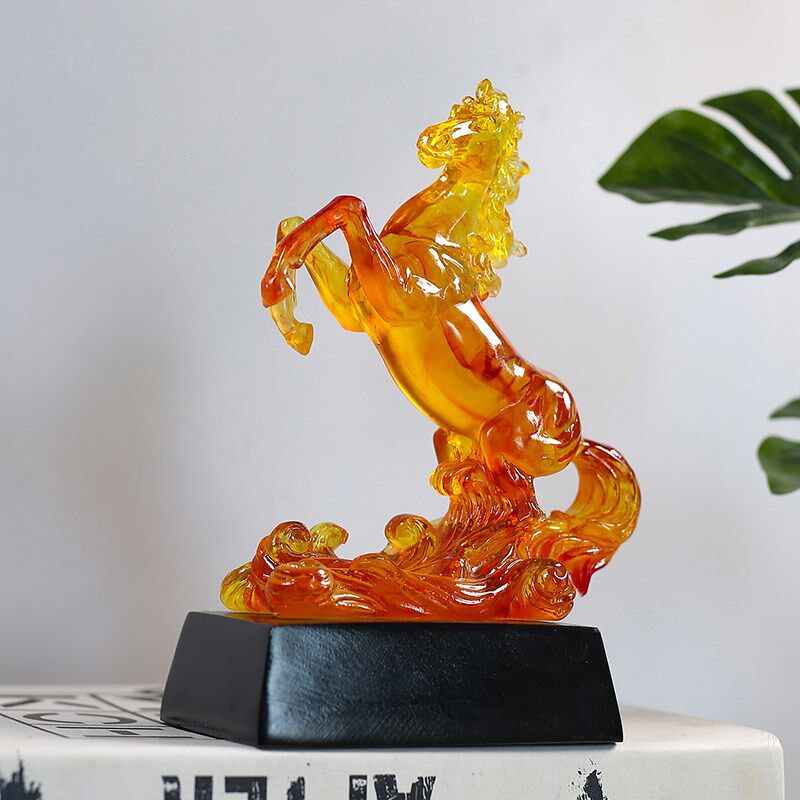 招财琉璃马c摆件现代简约客厅酒柜办公室装饰马到成功开业商务礼