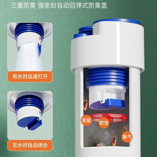 厨房洗菜盆多功能集成排水器净水下水管防返臭神器三通密5075封塞