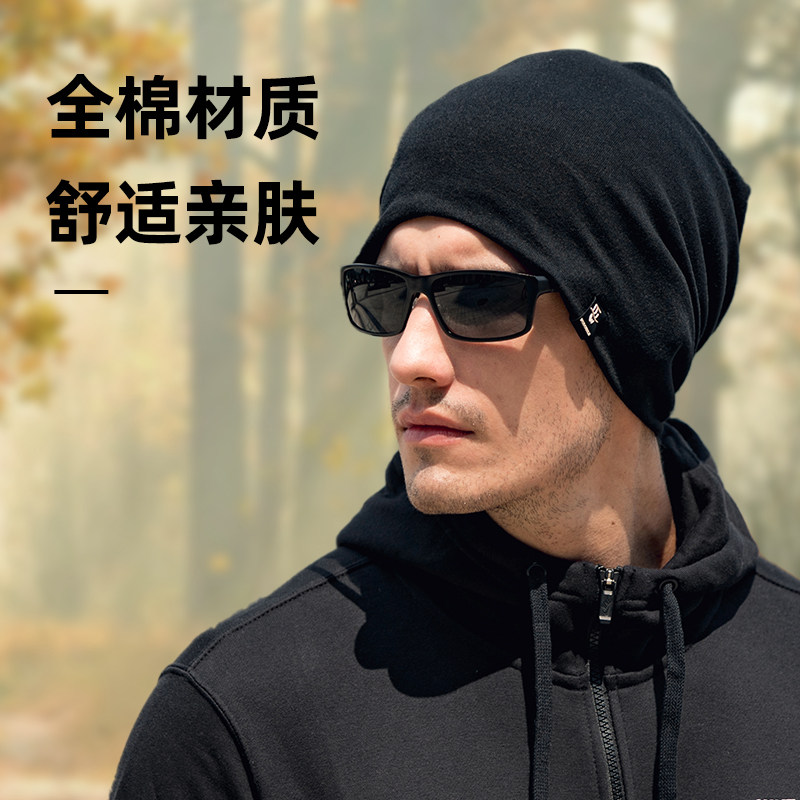 堆堆帽子男潮秋季头巾套头帽男2021新款L百搭睡帽全棉空调包头帽