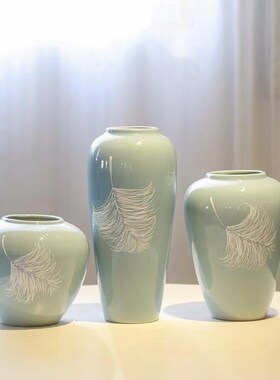 欧式陶瓷花瓶三件套家居装饰摆件B现代简约客厅电视酒柜插花新中