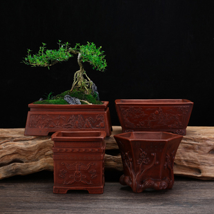 紫砂花盆仿古精品小号四方长方形创意个性陶瓷桌面兰草多肉盆特价