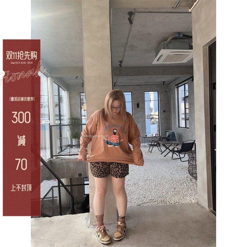200斤超大码胖mm夏季新款凉爽百搭松紧腰豹纹短裤显瘦阔腿裤潮