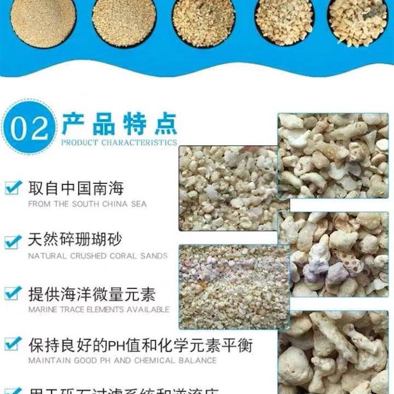 蓝色珍品海缸造i景珊瑚沙海沙菲律宾沙子天然鱼缸底砂海砂珊瑚骨