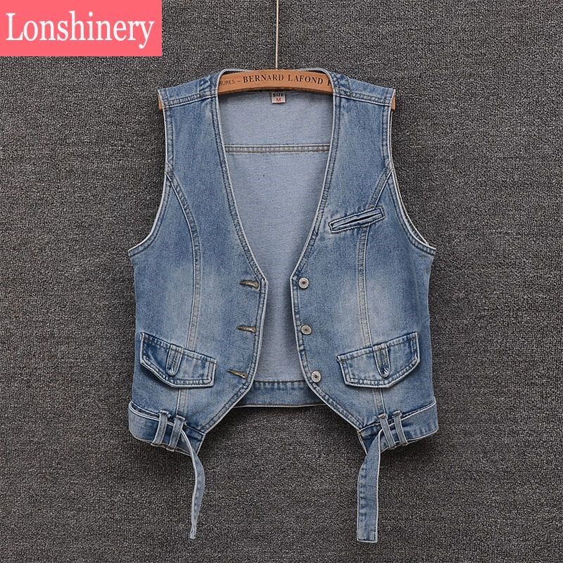 2024春夏季新款复古牛仔马甲女时尚外搭短款牛仔背心无袖马夹薄款