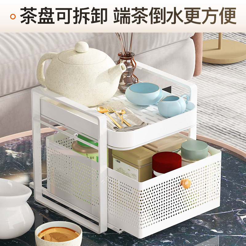 抽拉式杯架子置物架水杯茶v杯具玻璃杯子收纳桌面双层托盘家用沥