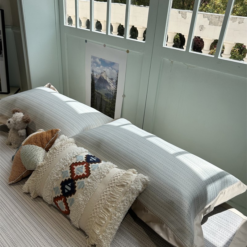 夏季凉感c灰条纹冰藤席空调席三件套1.5m1.8米母婴级夏凉席可机洗