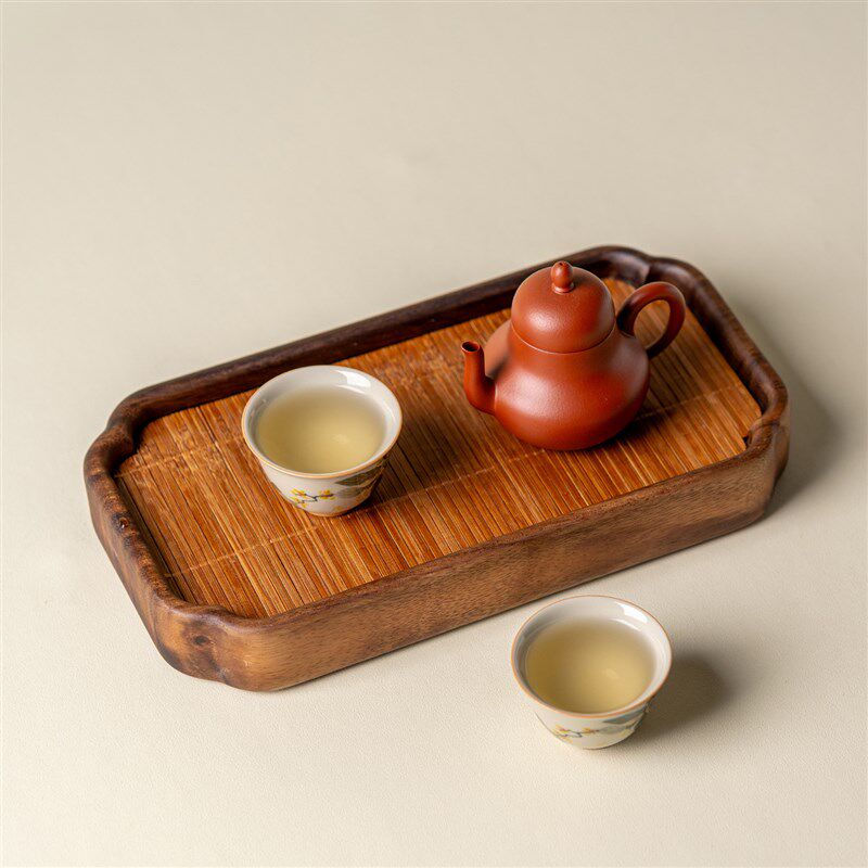 胡桃木干泡台茶席套装小型实木茶盘G茶台茶具茶托盘壶承储水竹帘