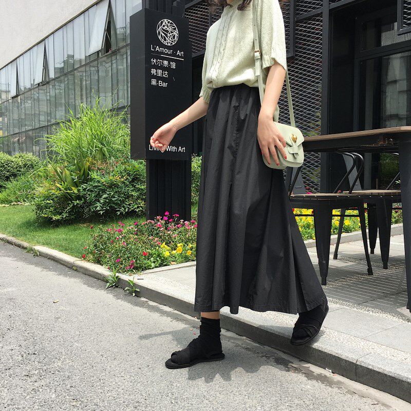 夏季女装新款高腰九分工装阔腿遮肉胖mm宽松显瘦200斤大码裙裤潮