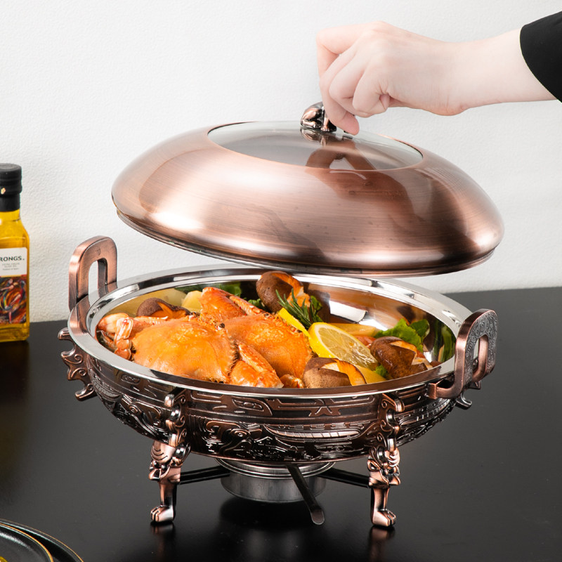 酒精炉小火锅干锅锅具饭店商用不锈钢酒精锅家用专用锅仿铜锅锅仔