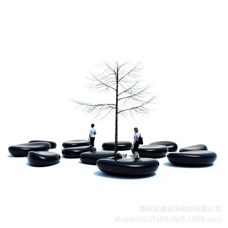 玻璃钢鹅卵石座椅广场休息坐凳酒店商场公园休闲R躺椅户外椭圆坐