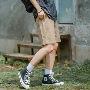 卡其色工装短裤女夏季宽松五分裤女直筒日系休闲运动大码中裤胖mm