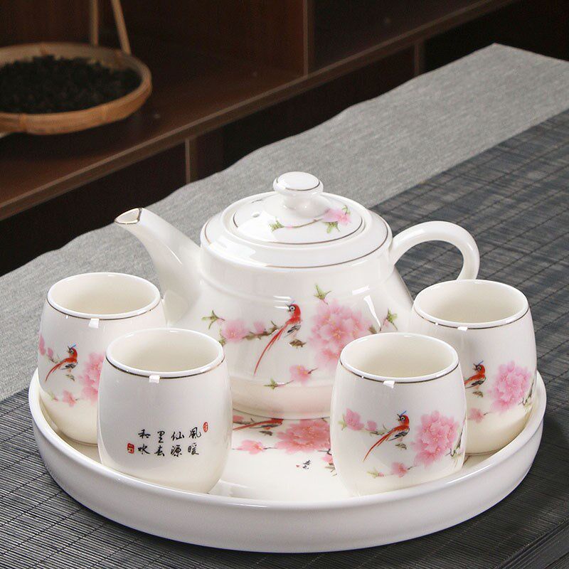 陶瓷茶壶套装带托盘一壶二杯四杯功夫茶具酒店P家用办公餐厅泡茶