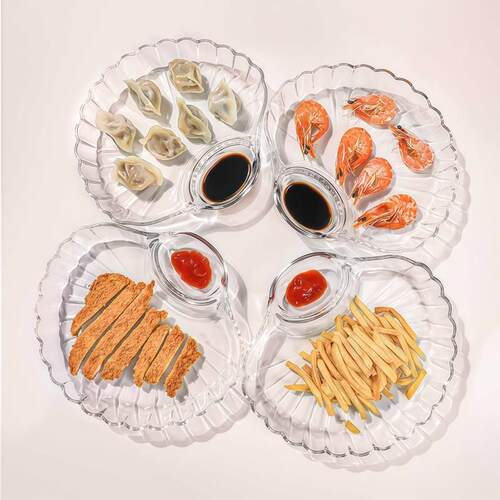 水饺盘子带醋碟家用水饺盘高颜值专用分格贝壳盘子创意水果盘