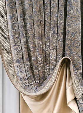 法式轻奢灰蓝色2024新款窗帘别墅客厅卧室现代高级感丝绒高档复古