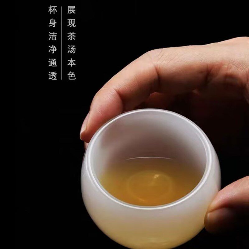 白玉琉璃茶e具整套茶杯羊脂白玉瓷盖碗办公室会客家用高档上档次