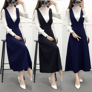 时尚 春秋连衣裙女2020韩版 背心裙中长款 女装 背带裙显瘦打底裙 新款