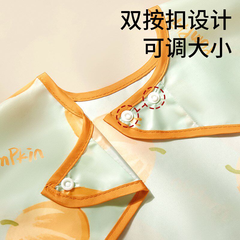宝宝吃饭围兜婴儿辅食罩衣围裙儿童反穿防水防脏饭兜小.孩秋冬外