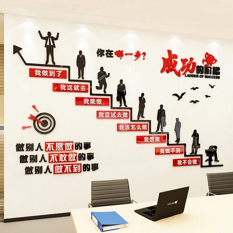 公司企业励志墙贴画办公室楼梯文化背景墙面装饰激励文.字标语布