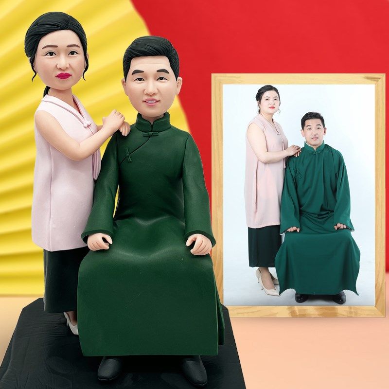 软陶人偶定e制diy泥人真人公仔蜡像 捏人像泥塑陶泥玩偶结婚礼物