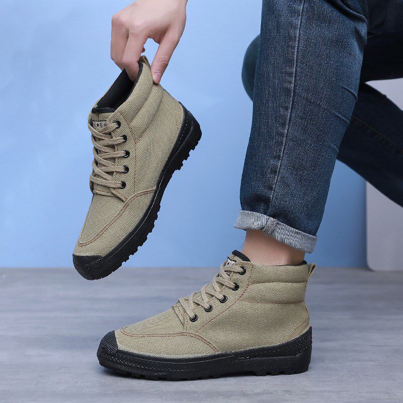 春季单鞋户外运动l高帮鞋耐磨防滑工地工作鞋橡胶底胶鞋劳保男鞋