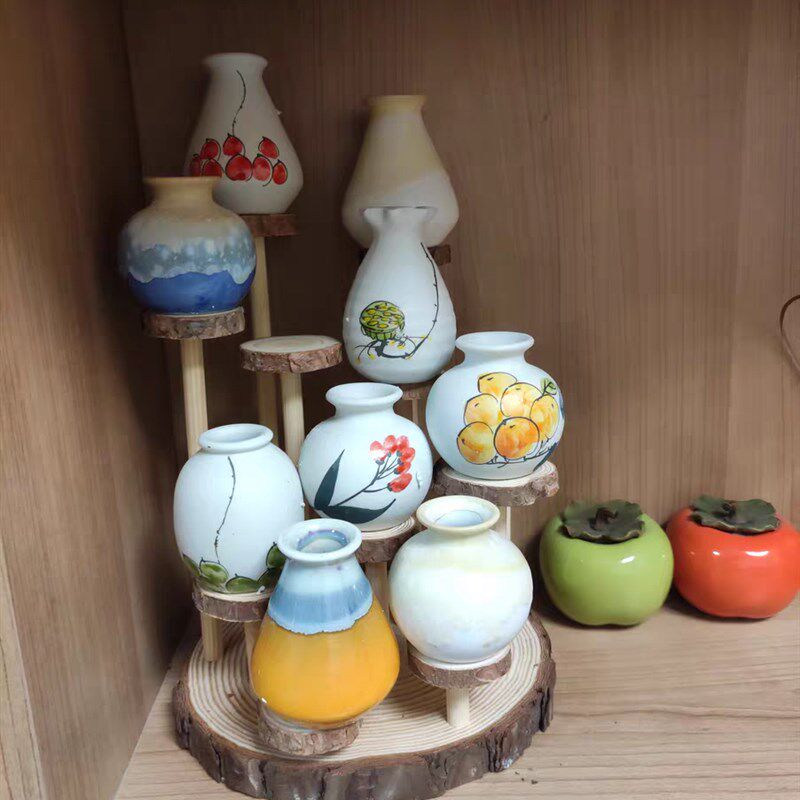 原木风商品展示架店铺陈列日式收纳架圆形多层式S拍照道具装饰台