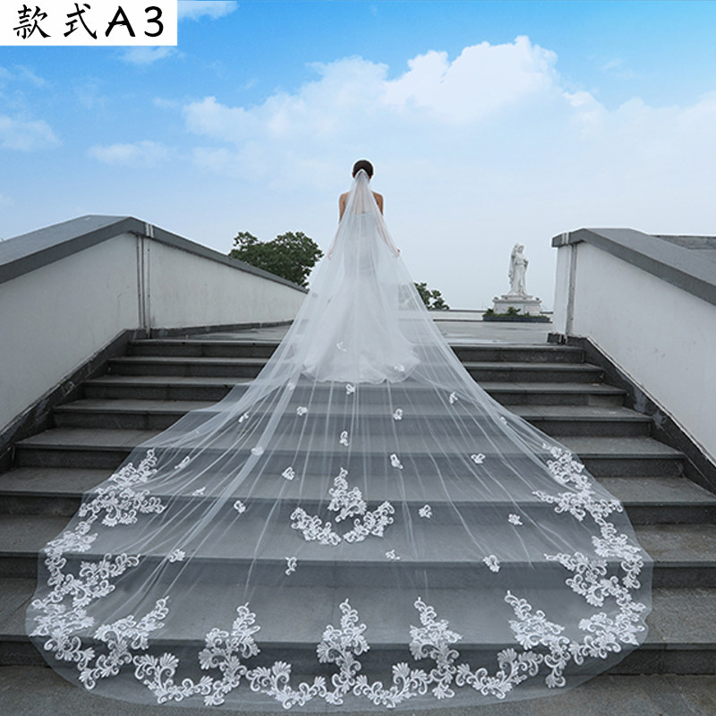 水晶相恋新款新娘婚纱长款头纱多款拖尾新娘婚纱头纱