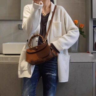 羊绒开衫 外套中长款 肌理织法廓形加厚羊绒针织西装 日常随性好穿