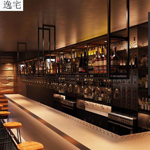 2架22新 款简专吧台酒架铁艺吊架倒挂酒杯0P悬挂式酒柜吊柜置物架
