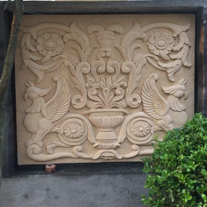 砂岩浮雕装饰背景墙壁画欧式神兽浮雕图别墅外墙欧式花板欧式壁画