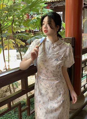 巫婆大码女装胖mm改良旗袍连衣裙法式复古气质显瘦高级感微胖裙子
