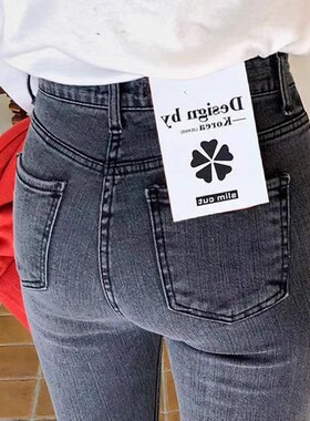 韩版牛仔裤女高腰显瘦修身小脚弹力新款紧身铅笔裤春秋单裤蓝灰潮