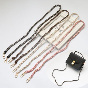 皮穿链条包带配件金属包链高级感黑色包包肩带斜挎包背带替换带细