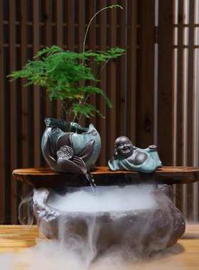 摆台流水景观摆件日式工业别墅背景柜子茶桌时尚家U庭落地小号礼