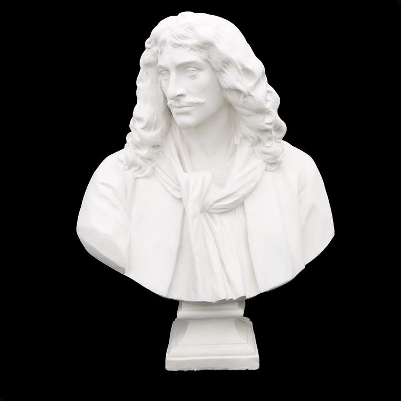 美术静物87CM人物石膏像莫里哀B胸像石膏头像石膏教具美术雕塑摆