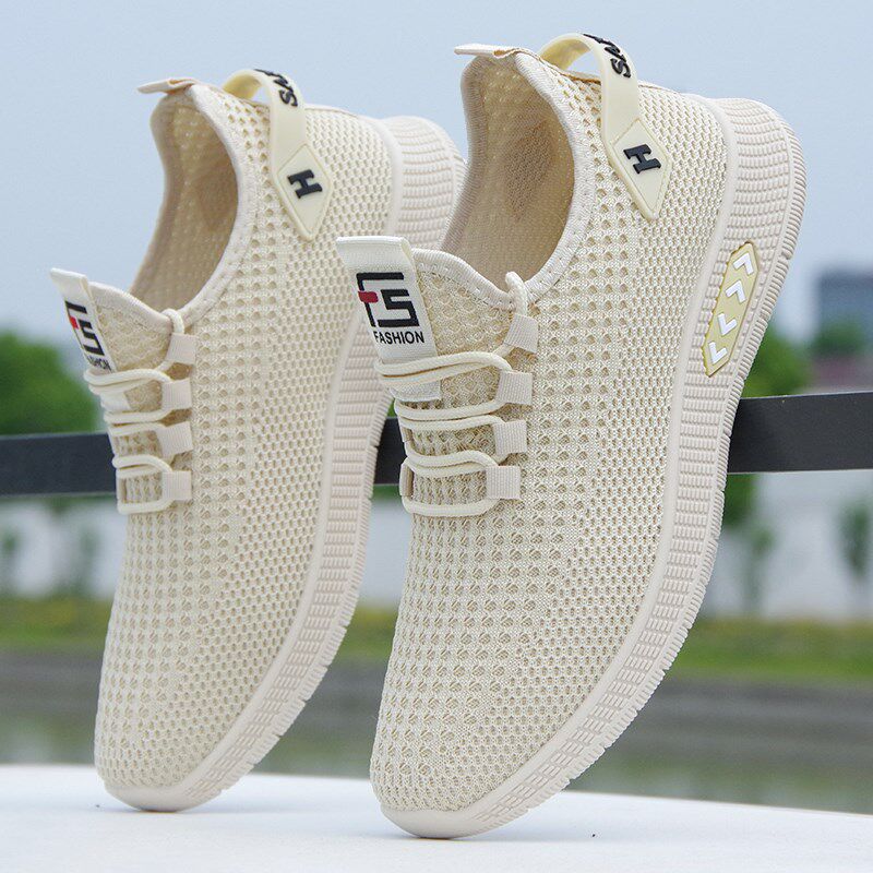 夏季网面透气f男鞋男款薄款防臭运动鞋网鞋一脚蹬轻便软底休闲鞋