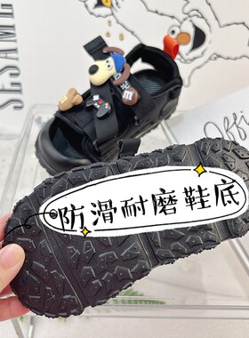 儿童黑色凉鞋夏男童20s25新款四岁男孩五岁鞋子包头男小男孩帅气