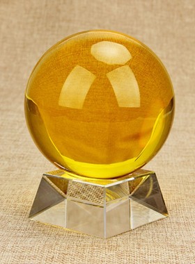 厚德居 合成黄色水晶球摆件L球家居饰品开业礼品