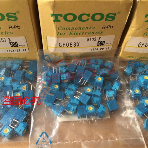 日本TOCOS 单圈侧调 精密可调电阻 GF063X B103K 立式可变电阻10K