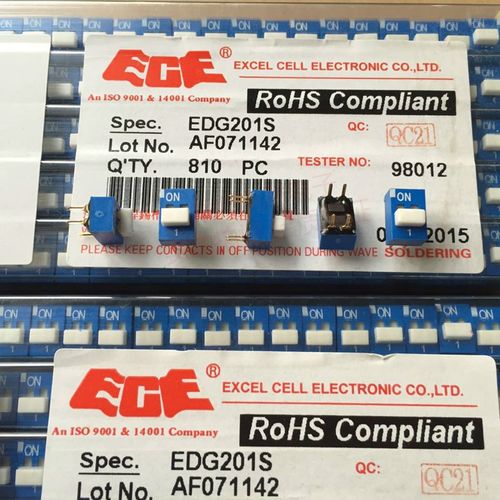 EDG201S台湾百容ECE 拨码开关大头拨动直插4脚编码1位脚距2.54MM