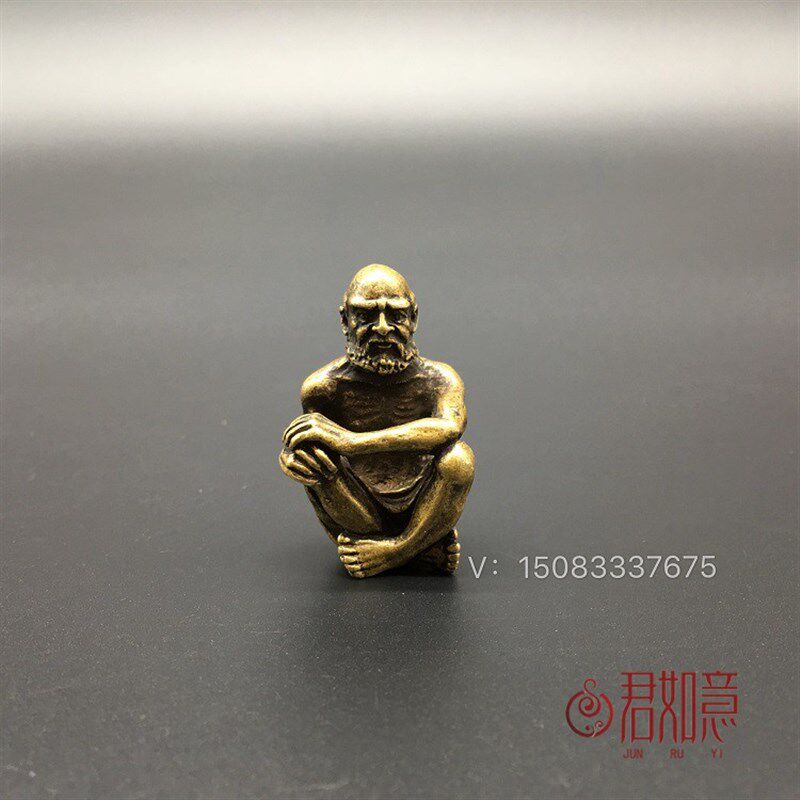 纯铜达摩祖师铜佛像实心黄铜坐姿菩提祖师达摩小摆件佛祖铜器古玩