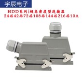 HDD 216芯 矩形重载连接器 144 108 工业航空插头