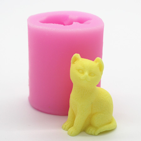 C343 硅胶模具猫咪 蜡烛模具 翻糖蛋糕巧克力手工香皂模 烘焙工具