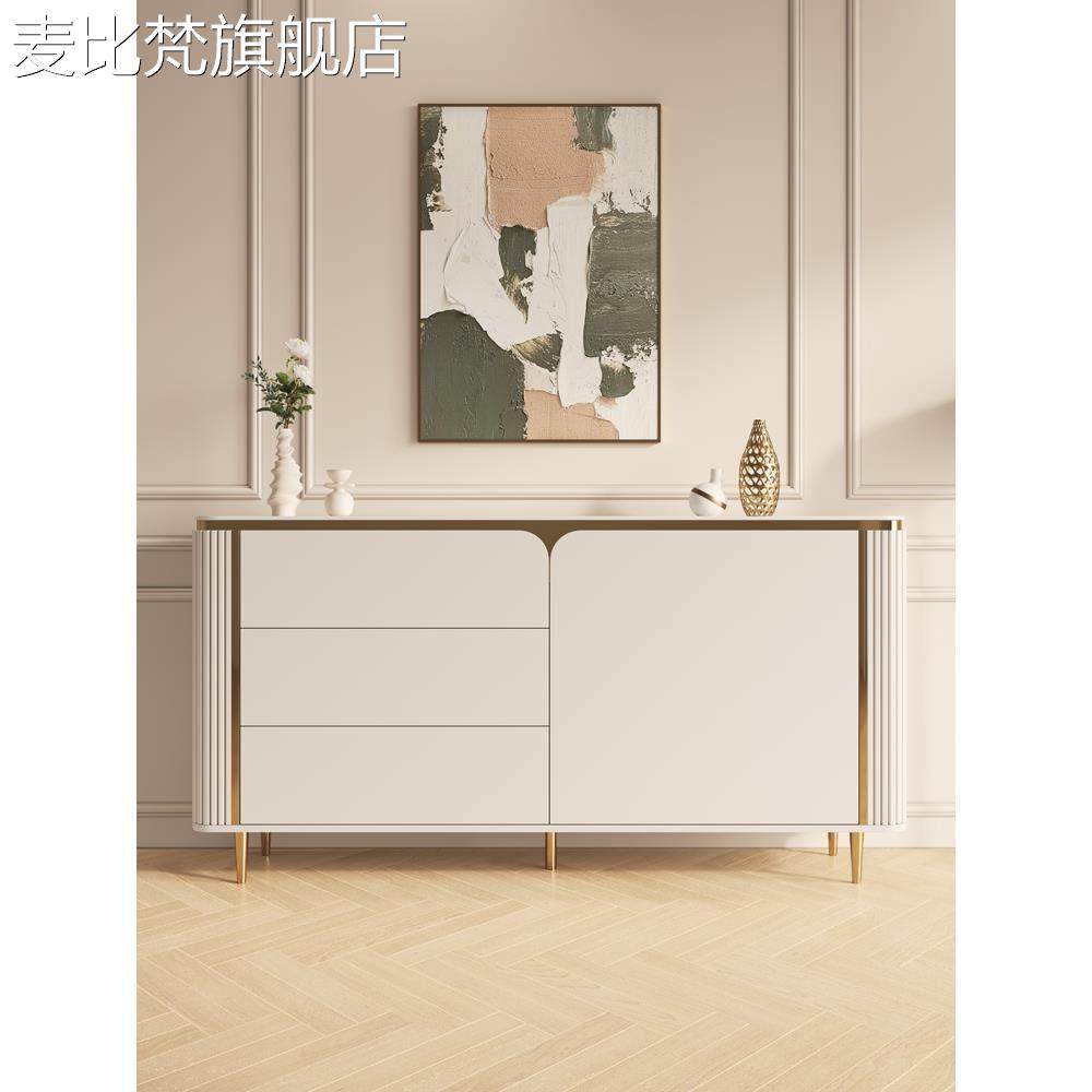 麦比梵实木餐具柜轻奢现代简约家居隔断装饰柜壁柜储物柜石板入口柜摆