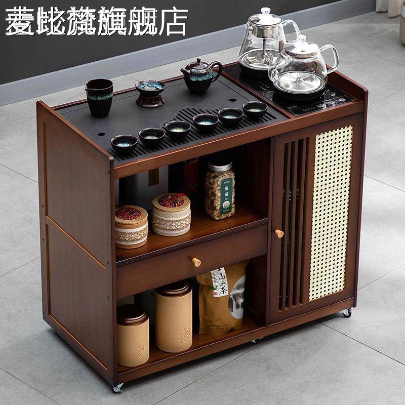 麦比梵移动茶 桌 小茶台烧水壶一体家用茶水 柜 实木茶几茶 车 阳台煮泡茶 桌 子摆件饰品垫垫