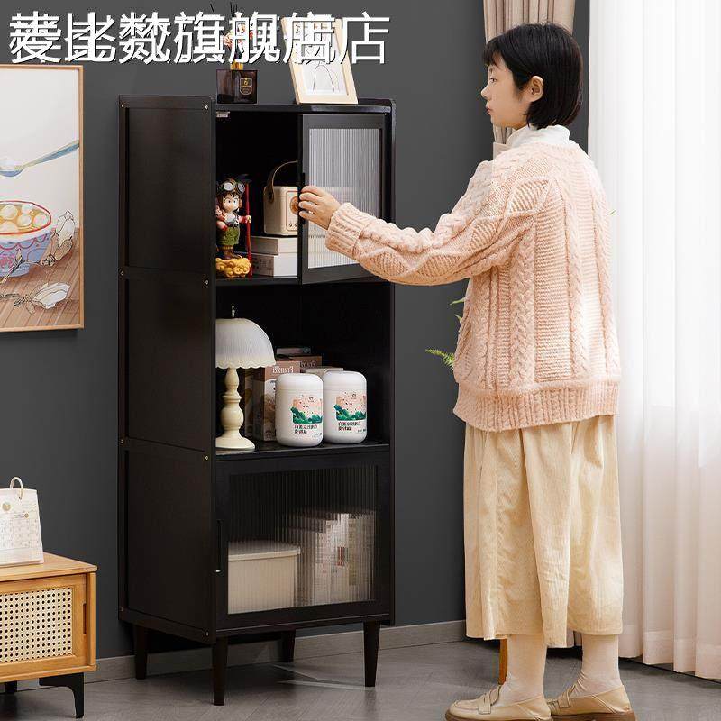 麦比梵书柜现代简约带门防尘展示柜组合实木落地置物客厅书架储物立柜