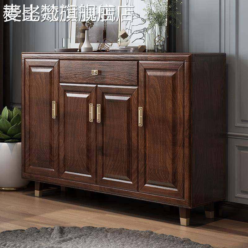 麦比梵新中式全实木鞋柜美式纯大容量家用门口中式客厅玄关入户收纳柜