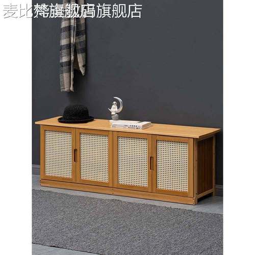 麦比梵换鞋凳家用门口长条凳穿鞋凳鞋柜一体坐凳鞋架可坐式实木入户进门摆件垫垫床笠拉车