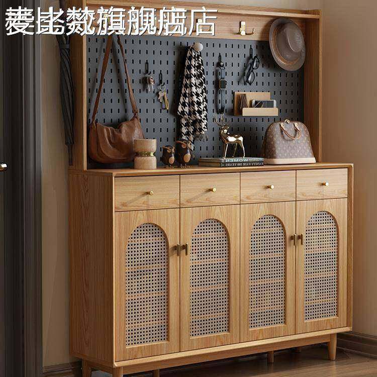 麦比梵实木家用门口鞋柜室内入户大容量多层超大新款2024爆款玄关