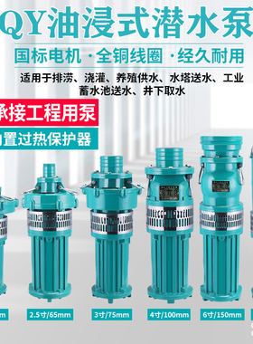 农用鱼塘灌溉抽水机泵380V高扬程抗旱排涝大流量油浸泵潜水泵三相