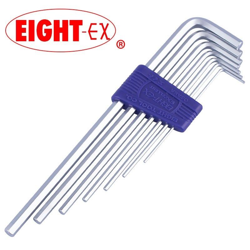 日本进口EIGHT-EX百利内六角扳手组套LHS-6/7/8/9加长平头套装